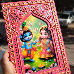 Radha Krishna Jharokha wall hanging decor by KaushalS Creations. Lippan artwork. home decor. Wall Art Decor. Home decoration ideas.