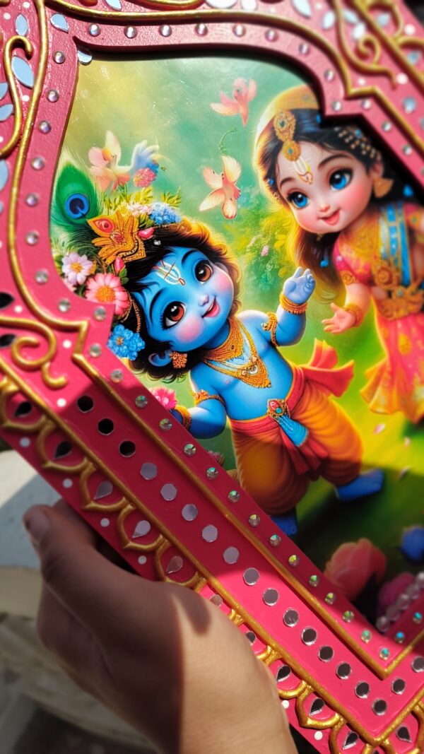 Radha Krishna Jharokha wall hanging decor by KaushalS Creations. Lippan artwork. home decor. Wall Art Decor. Home decoration ideas.