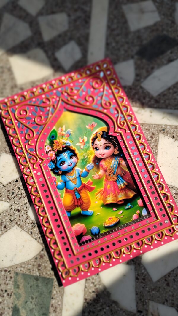 Radha Krishna Jharokha wall hanging decor by KaushalS Creations. Lippan artwork. home decor. Wall Art Decor. Home decoration ideas.