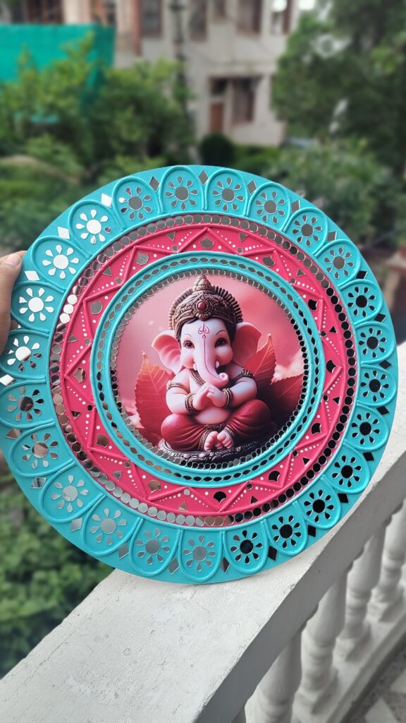 Handmade Ganesha wall art hanging decor. Perfect for ganesh chathurti, diwali and any festive decor and home decor
