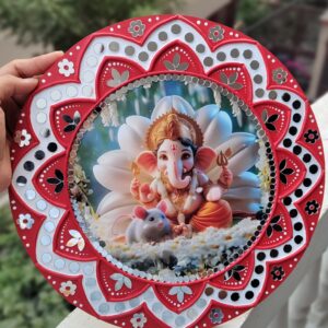 Handmade peaceful Ganesha wall art hanging decor. Perfect for ganesh chathurti, diwali and any festive decor and home decor