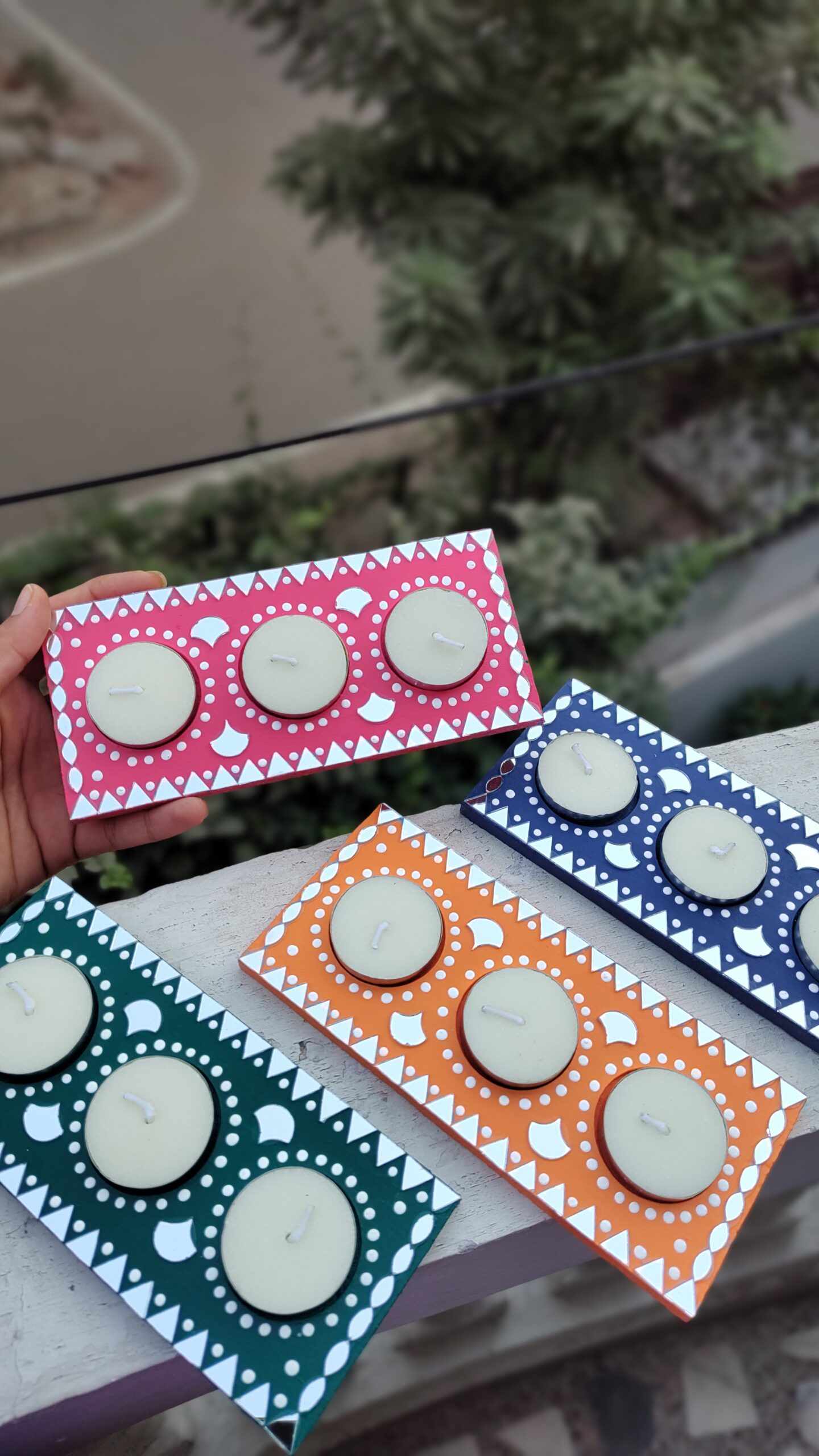 Three in One Tea Light Holder by KaushalS Creations. Diwali Decor ideas. Home decor ideas.