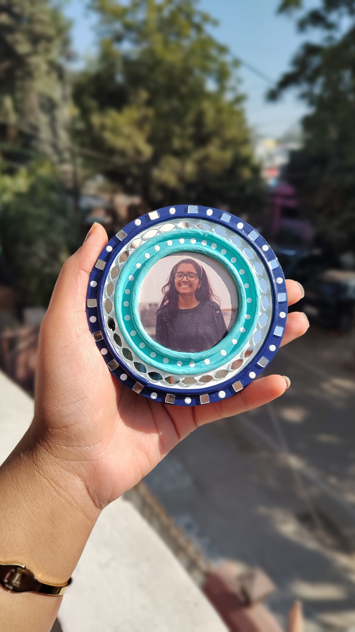 Personalised gift ideas. Personalised evil eye fridge magnet with photo. Personalised gifts by KaushalS Creations. Home Decor ideas.