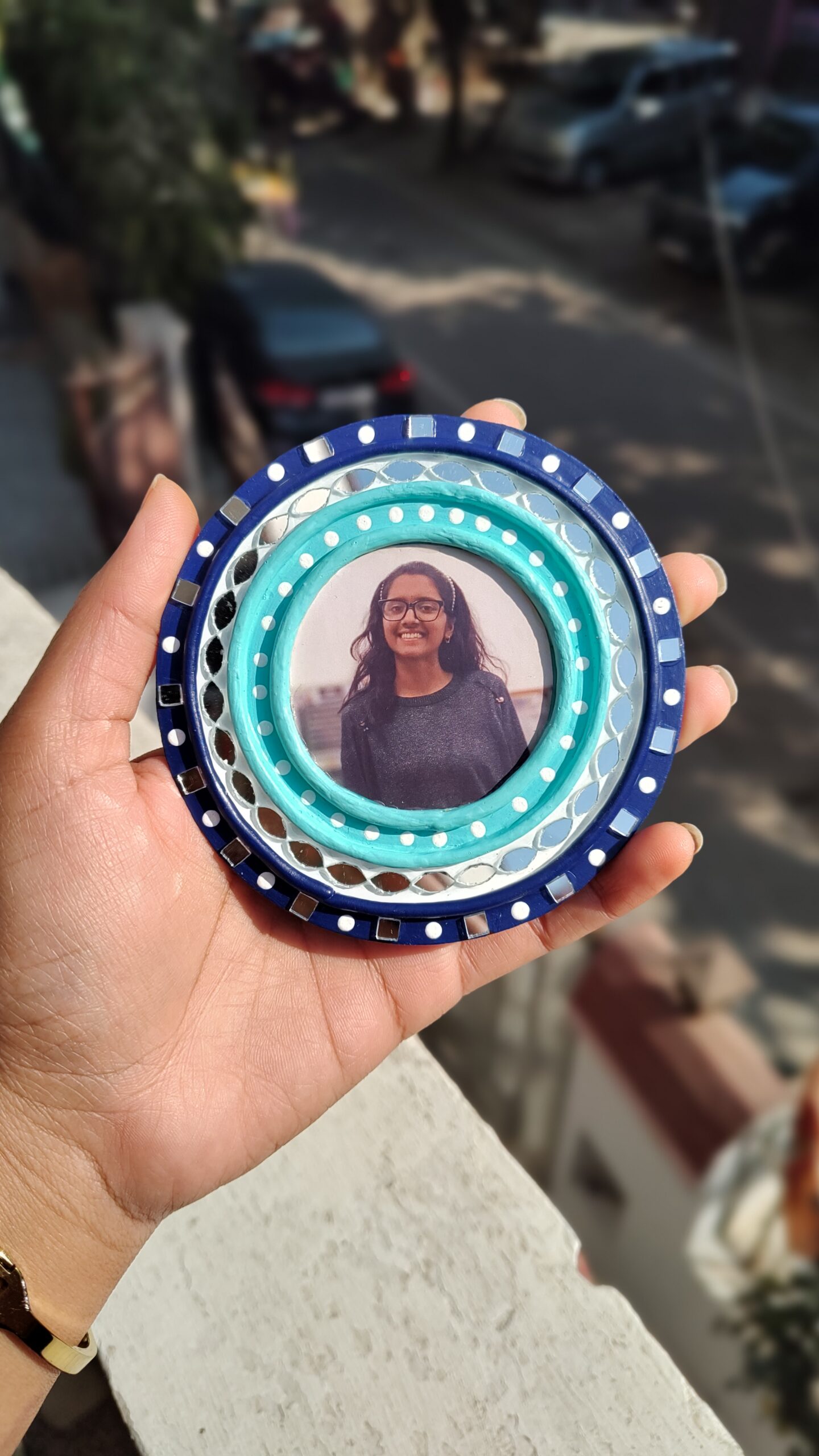 Personalised gift ideas. Personalised evil eye fridge magnet with photo. Personalised gifts by KaushalS Creations. Home Decor ideas.