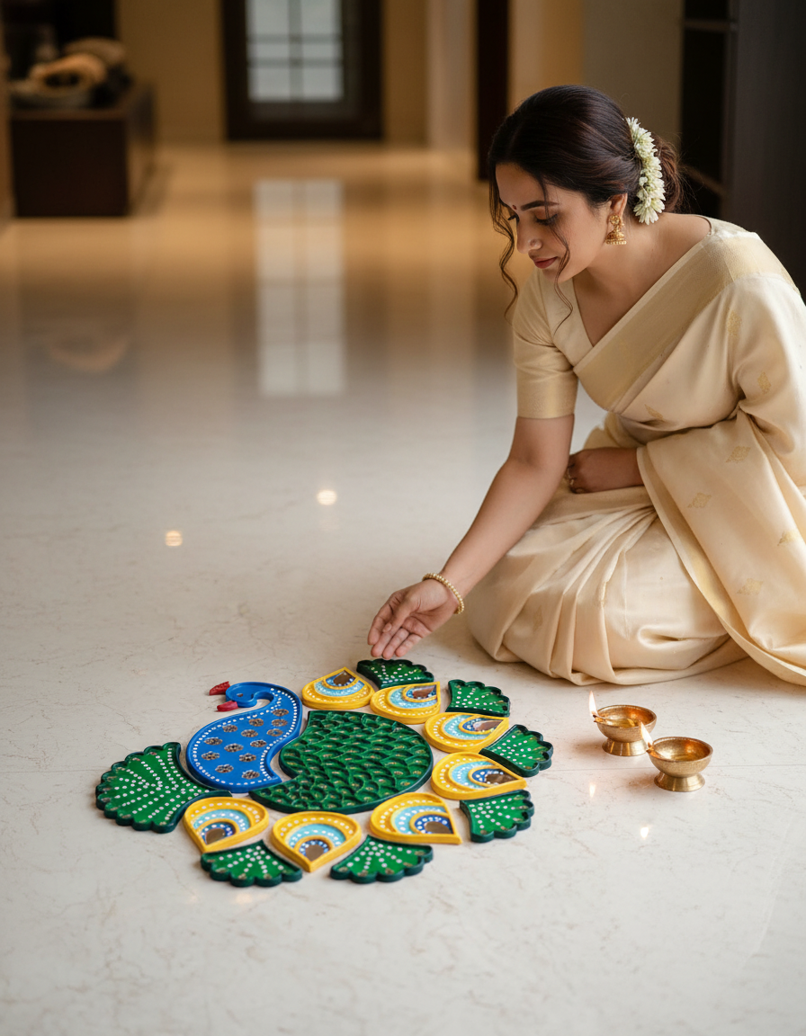 Peacock Readymade Rangoli Set (in pieces) - Image 2