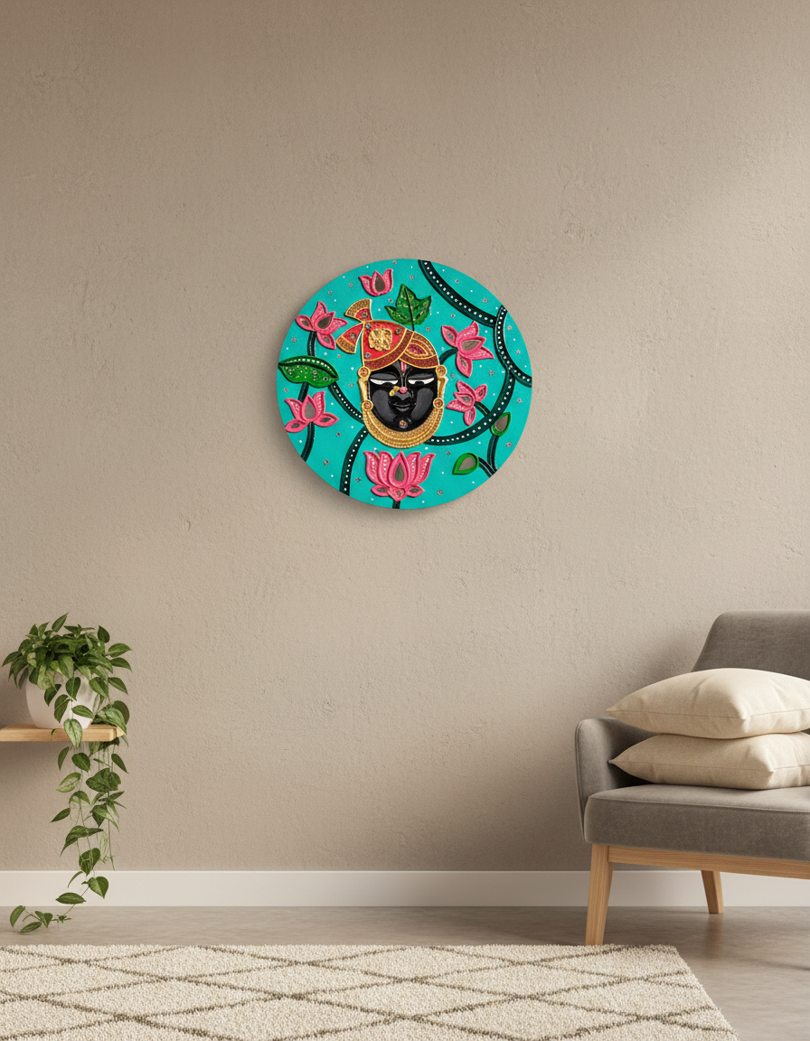Handmade Shreenathji wall hanging art decor by KaushalS Creations.