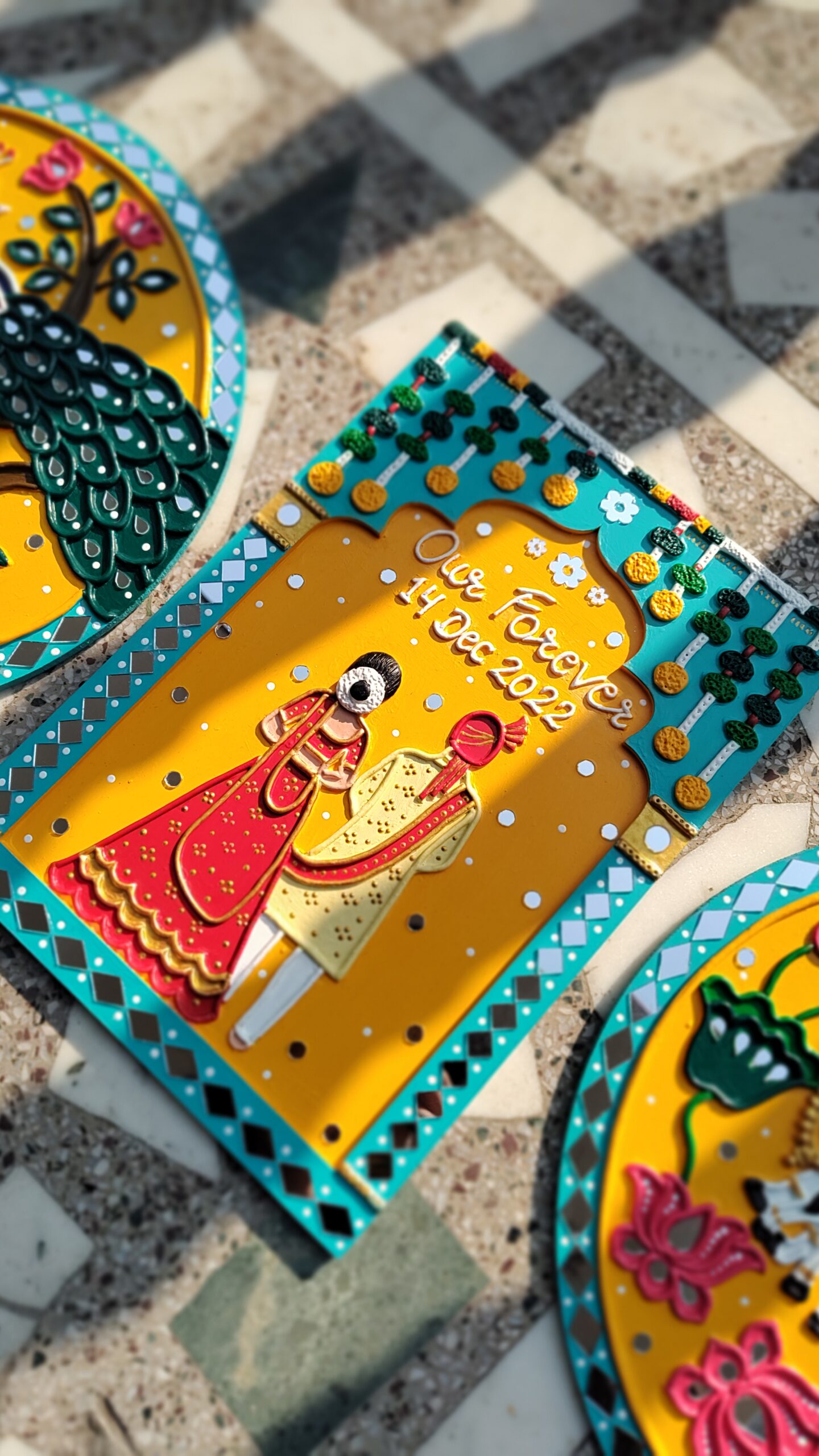 Personalised Wedding Date Jharokha (With bride groom figure) by KaushalS Creations. Wedding gift ideas. Anniversary gift ideas. Gift ideas for him. Gift ideas for her.