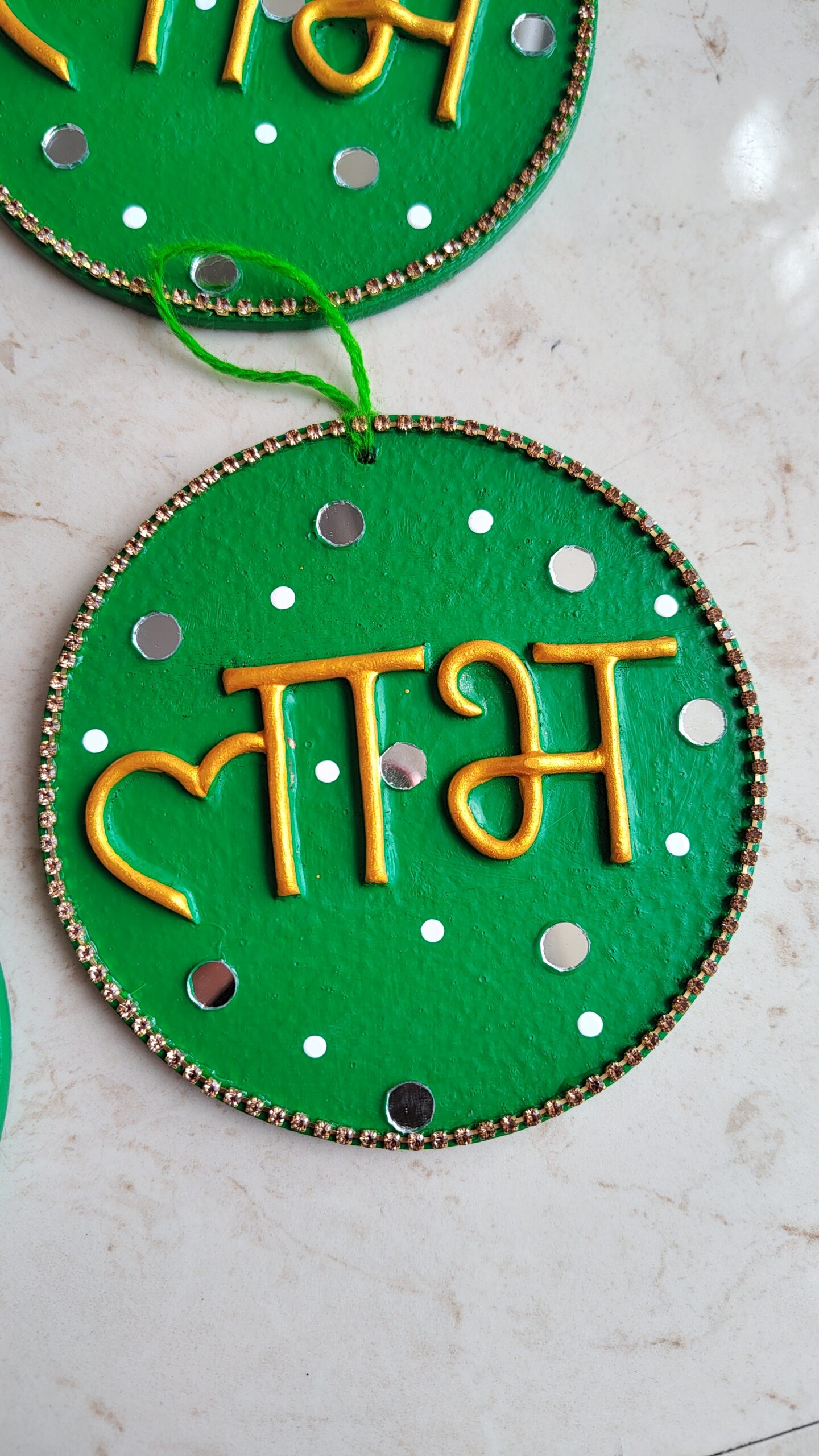 shubh labh wall hanging by KaushalS Creations. A perfect choice for festive and diwali decor. A hanging perfect for entrance, home mandir decor, office decor.