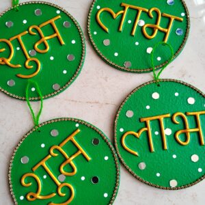 shubh labh wall hanging by KaushalS Creations. A perfect choice for festive and diwali decor. A hanging perfect for entrance, home mandir decor, office decor.