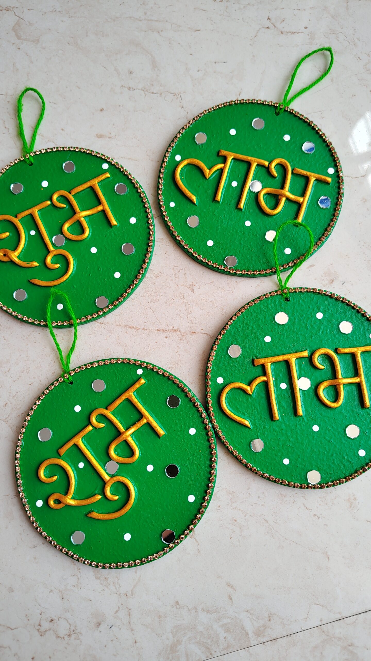 shubh labh wall hanging by KaushalS Creations. A perfect choice for festive and diwali decor. A hanging perfect for entrance, home mandir decor, office decor.