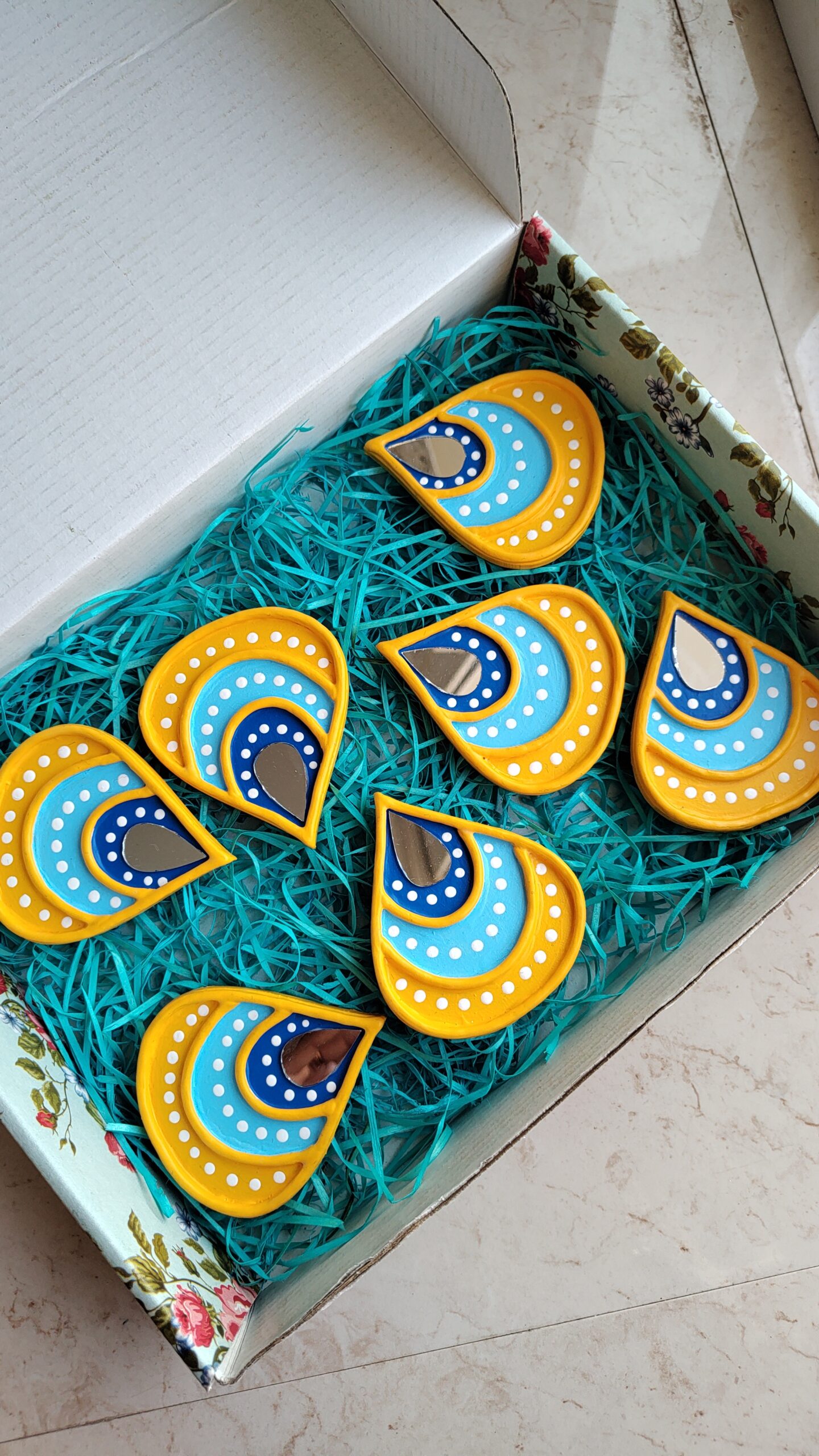 Handmade peacock readymade rangoli set with mirror work for Diwali home decoration and festive decor by KaushalS Creations