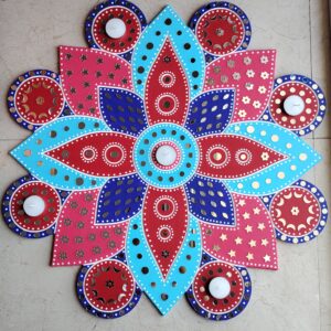 Multicolour readymade rangoli by KaushalS Creations. Ready to decor rangoli for diwali decor and festive season. Handmade home decor.