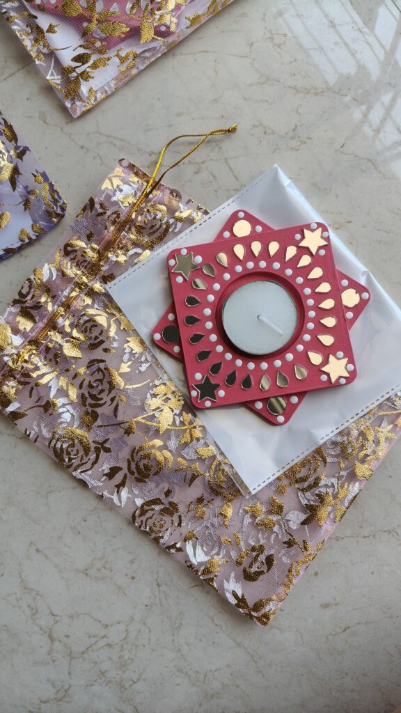 Star tea light holder party favours by KaushalS Creations. Best handmade party favours. Perfect for return gifts, festive gifting, wedding favours and corporate gifting.