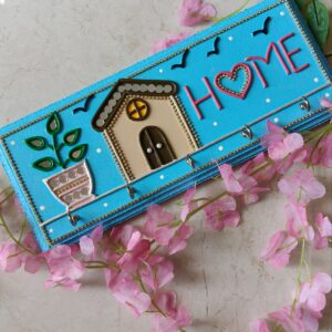 Handcrafted cozy home key holder by KaushalS Creartions. Lippan Art Inspired home decor.