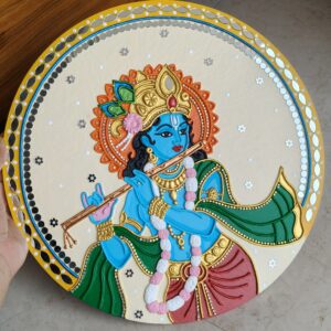 Beautiful handmade krishna wall hanging decor by KaushalS Creations. Moder Lippan Art Home Decor